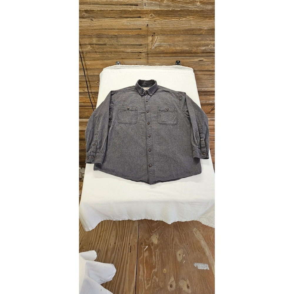 Duluth Trading Co Mens XL Charcoal Gray Cotton Button Down Work Shirt
